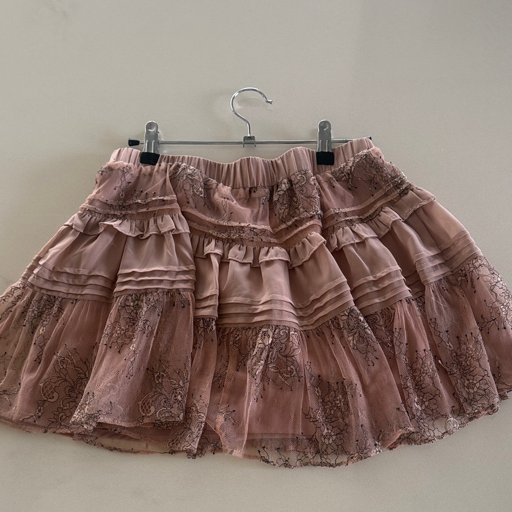 Chic Lace A-Line Skirt in Blush